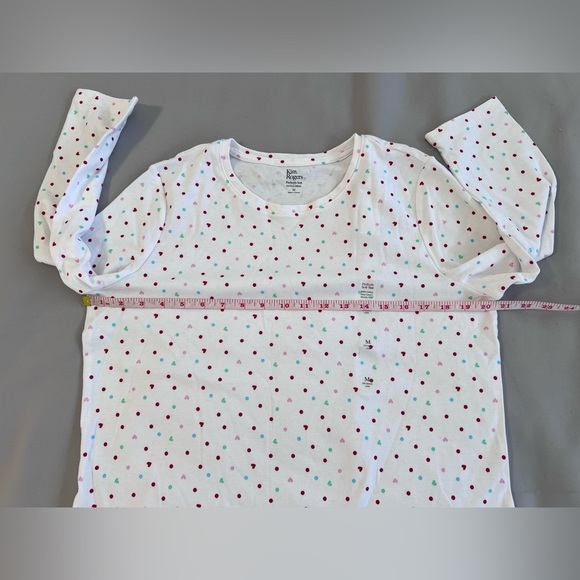 KIM ROGERS-PERFECTLY SOFT 100% Cotton Knit Top White w/Hearts/Polka Dots M New - Picture 5 of 10